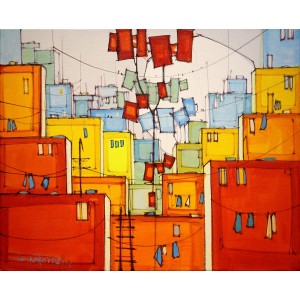 Salman Farooqi, Acrylic on Canvas, 16 x 20 Inch, Cityscape Painting, AC-SF-068
